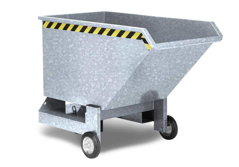 Kippwagen aus Stahl, mit Rollen, 250 Liter Volumen, verzinkt-0