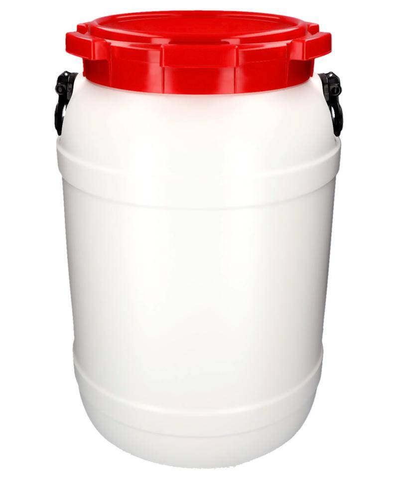 Weithalsfass WH 68, aus Polyethylen (PE), 68 Liter Volumen, weiß/rot-0