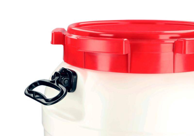 Weithalsfass WH 68, aus Polyethylen (PE), 68 Liter Volumen, weiß/rot-4