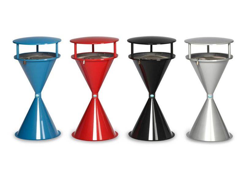 Konischer Standascher mit Dach aus Kunststoff, inklusive Bodenbefestigungsplatte, silber-0