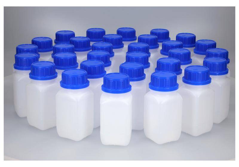 Weithalsflaschen aus HDPE, eckig, natur-transparent, 250 ml, mit UN-Zulassung, 30 Stück-0