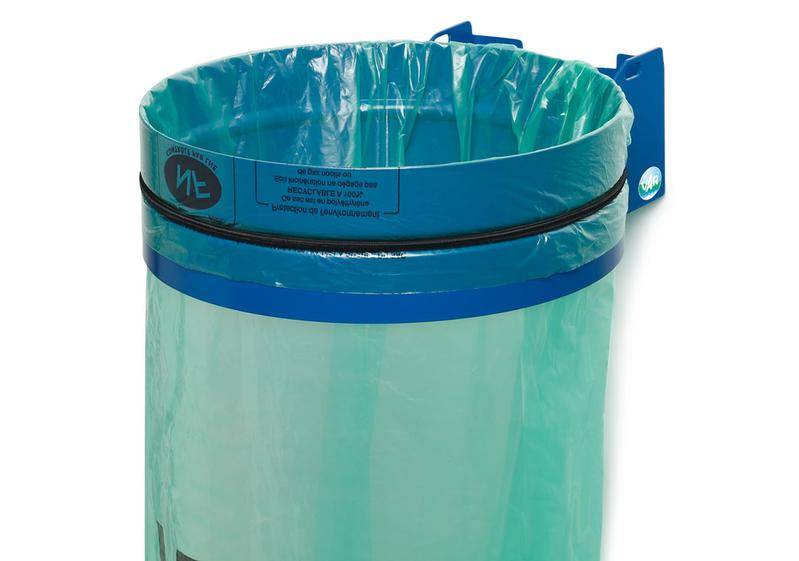 Abfallsackhalter aus Stahl, Wandmontage, Gummiband zur Sackbefestigung, blau-4