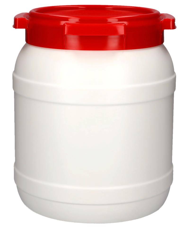 Weithalsfass WH 15, aus Polyethylen (PE), 15 Liter Volumen, weiß/rot-0