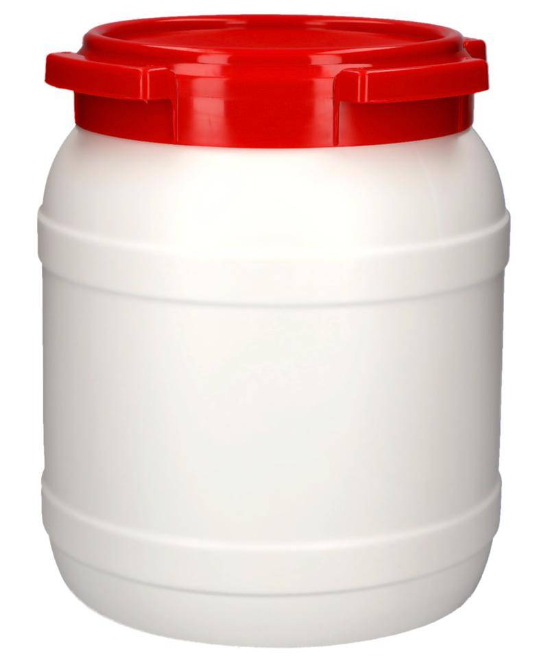 Weithalsfass WH 15, aus Polyethylen (PE), 15 Liter Volumen, weiß/rot-2