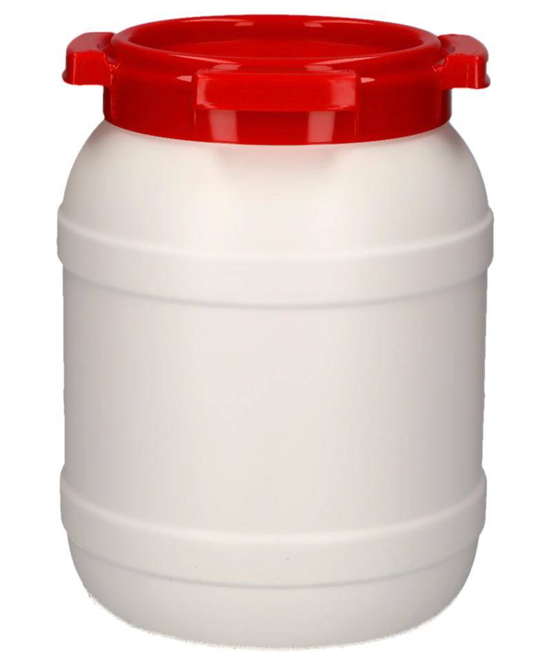 Weithalsfass WH 6, aus Polyethylen (PE), 6,4 Liter Volumen, weiß/rot-0