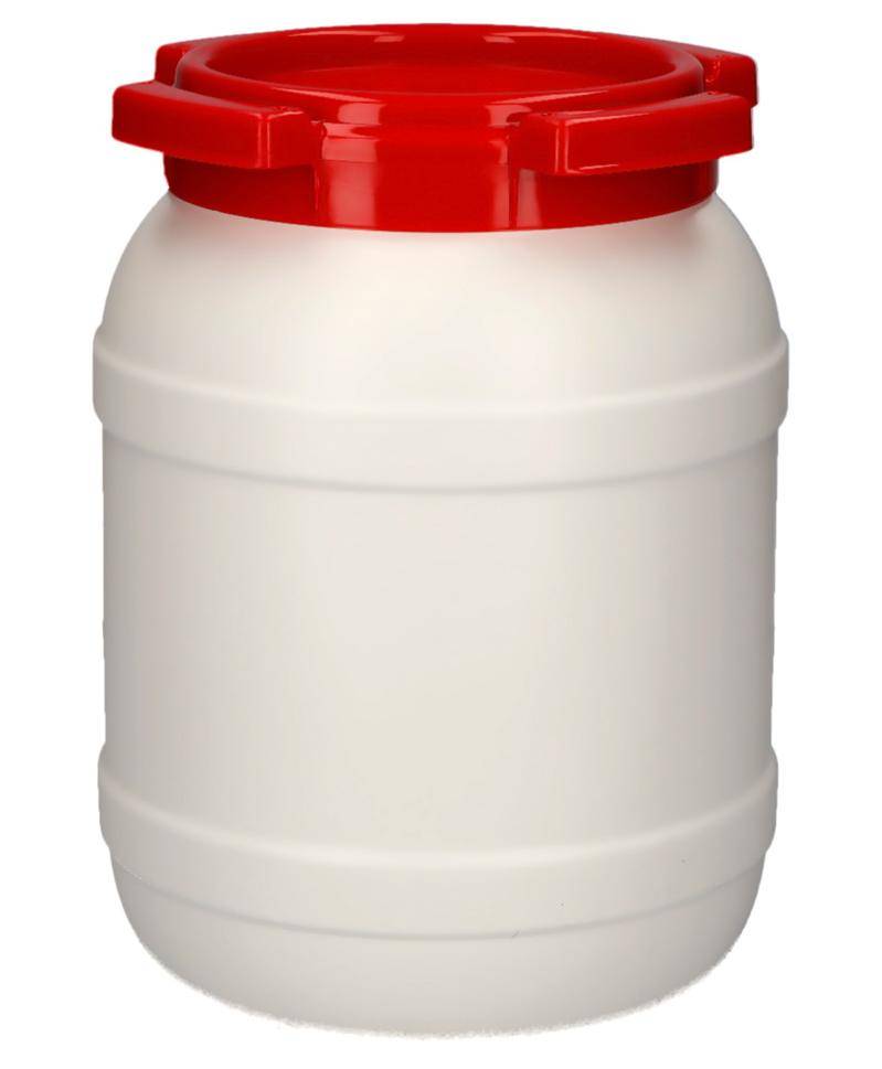 Weithalsfass WH 6, aus Polyethylen (PE), 6,4 Liter Volumen, weiß/rot-2