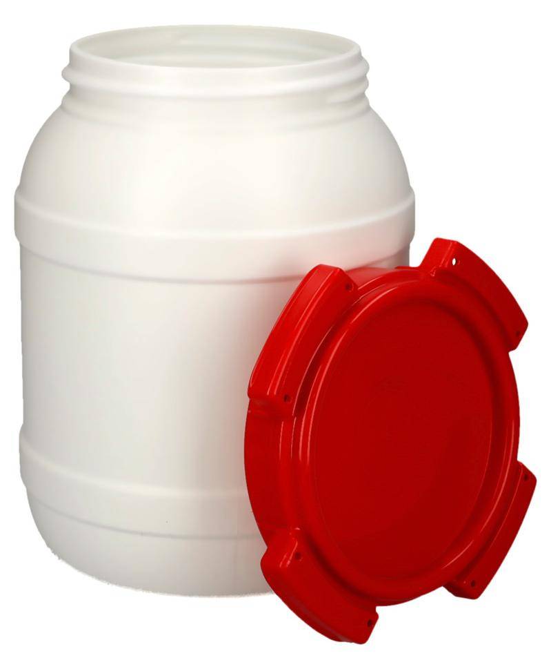 Weithalsfass WH 6, aus Polyethylen (PE), 6,4 Liter Volumen, weiß/rot-3