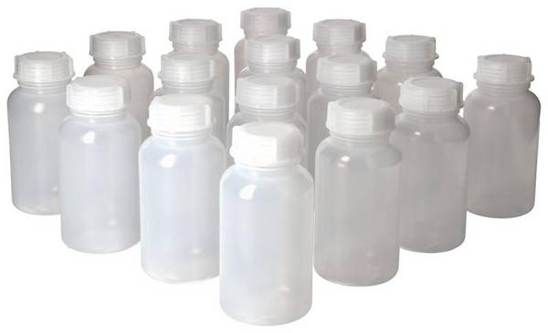 Weithalsflaschen aus LDPE, rund, natur-transparent, 500 ml, 16 Stück
