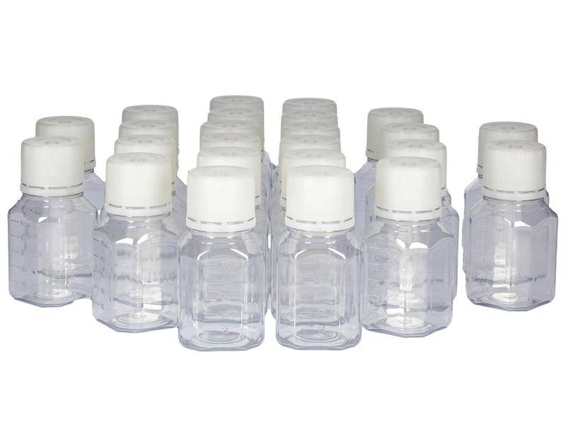 Laborflaschen aus PET, steril, glasklar, mit Schraubverschluss mit Graduierung 125ml, 24 Stück-0
