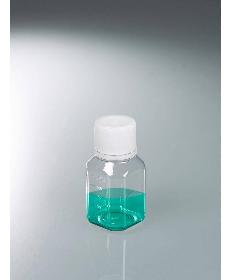 Laborflaschen aus PET, steril, glasklar, mit Schraubverschluss mit Graduierung 125ml, 24 Stück-2