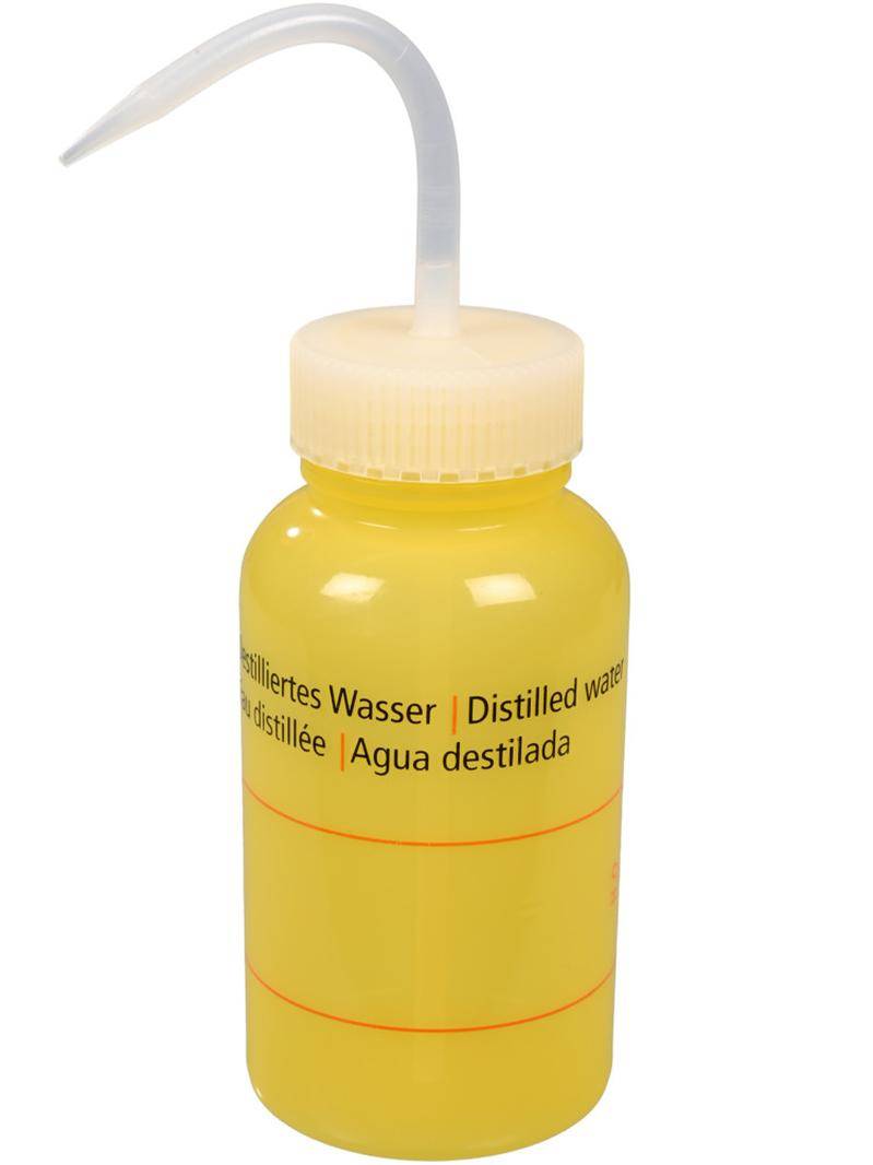 Sicherheits-Spritzflasche aus LDPE, mit Aufdruck "Destilliertes Wasser", 500 ml, VE = 12 Stück-0