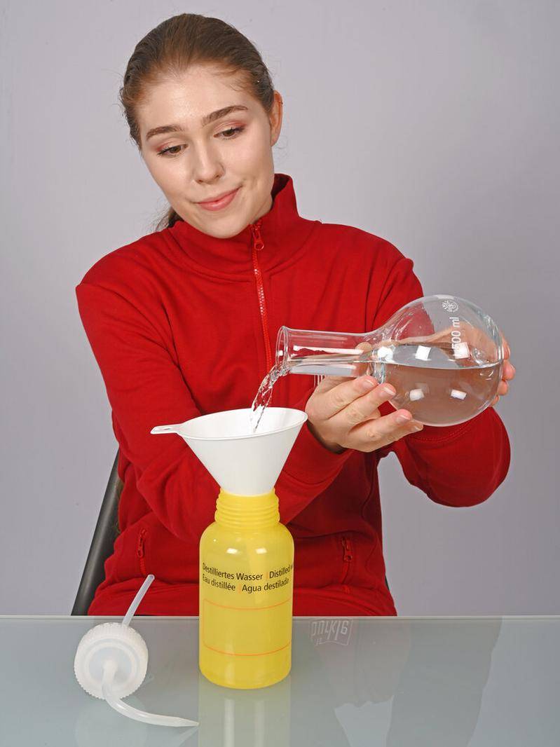 Sicherheits-Spritzflasche aus LDPE, mit Aufdruck "Destilliertes Wasser", 500 ml, VE = 12 Stück-3