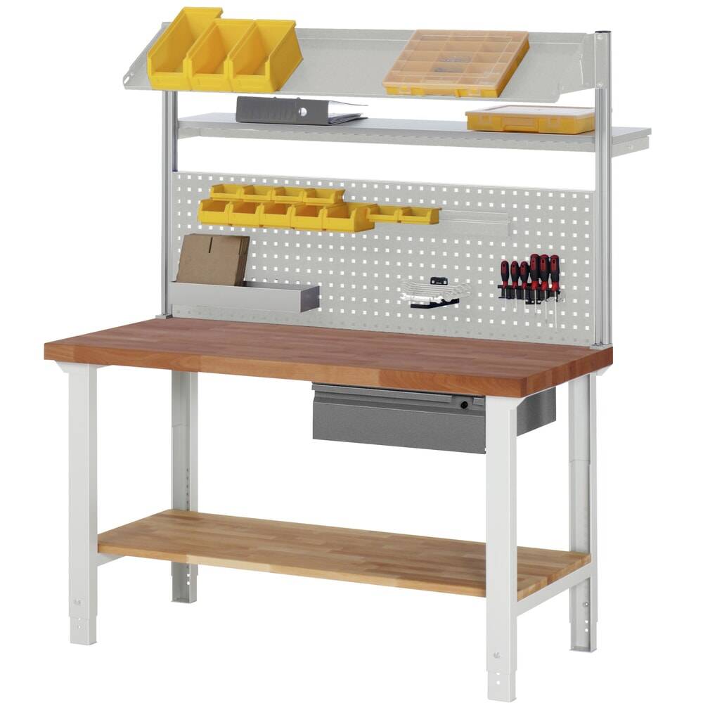 RAU Werkbank Serie 7000, Rotbuche-Massiv-Arbeitsplatte, 2 Schubladen-2