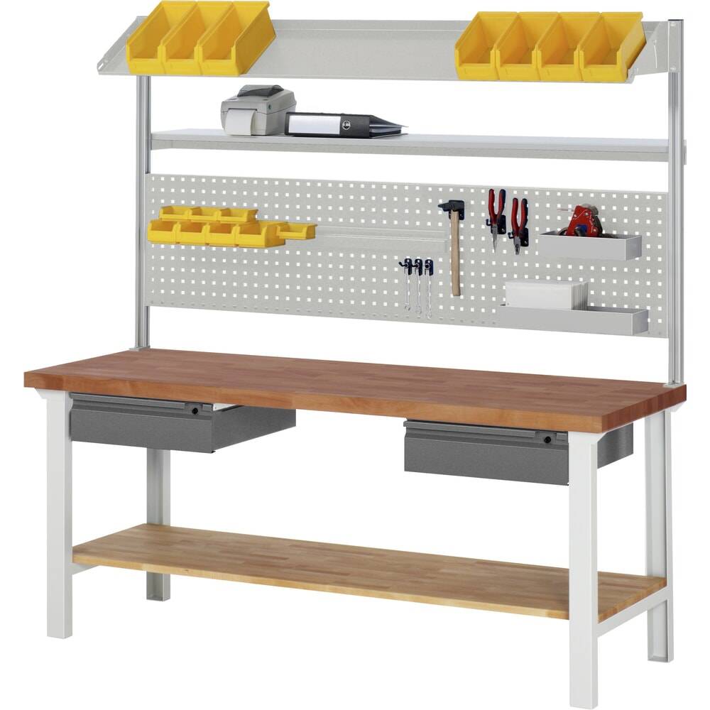 RAU Werkbank Serie 7000, Rotbuche-Massiv-Arbeitsplatte, 2 Schubladen-3