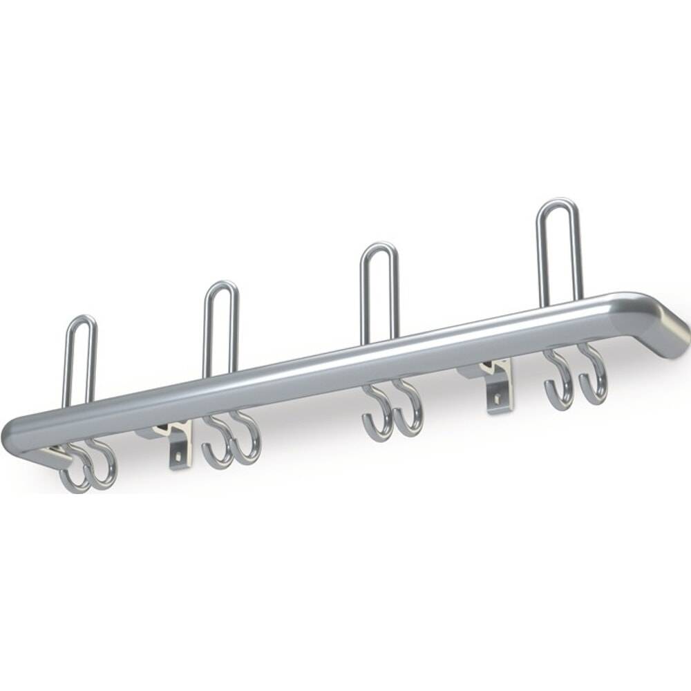 Wandgarderobe, 3 Hut-/6 Mantelhaken Länge 600 mm, Aluminium F1 naturfa-1