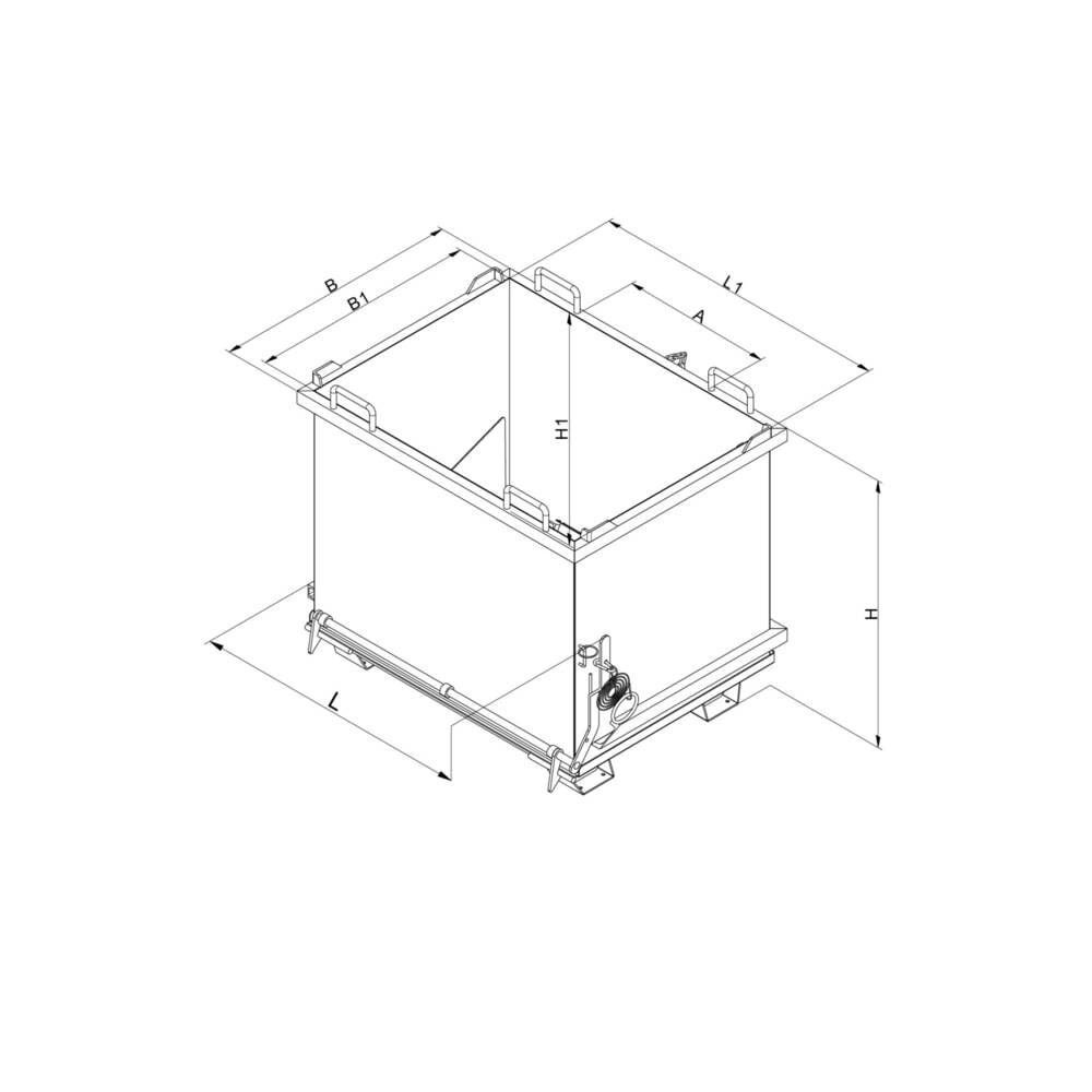 Eichinger® Baustoff-Container mit Klappboden, 2000 kg, 1000 Liter, enz-1