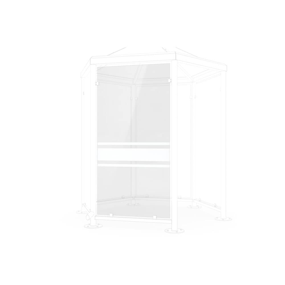 Seitenwand für Raucherpavillon, 6-eckig, Glasdekor 02-0