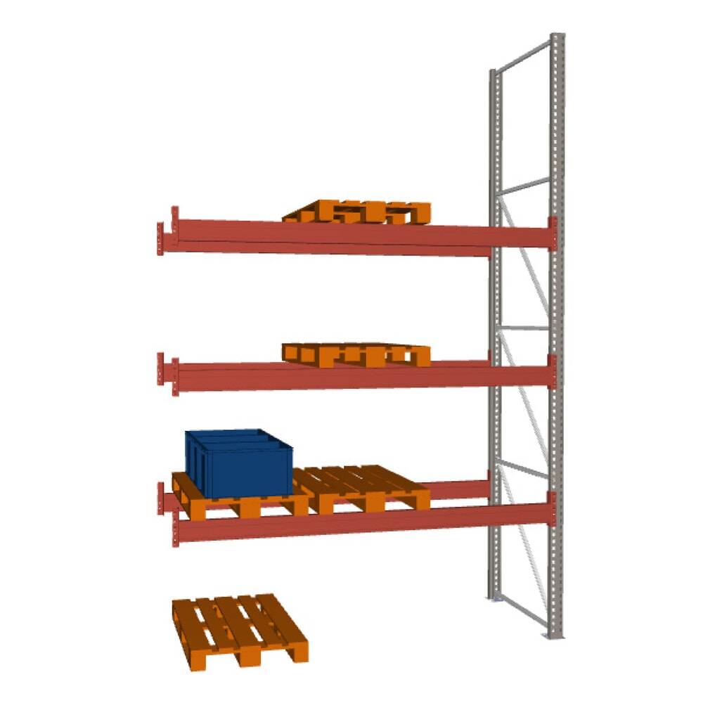 Palettenregal MULTIPAL B2700xT1100xH4400 mm Anbaufeld 12 Plätze Fachlast 2820 kg - Artikel: 7830422943-1
