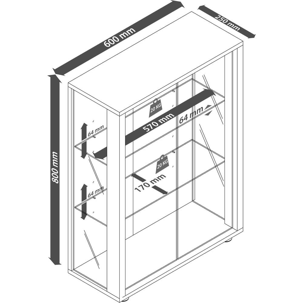 VCM Wandvitrine Udina, inkl. LED-Beleuchtung, weiß-2