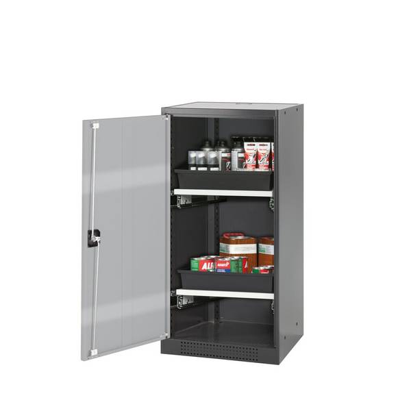 asecos® Chemikalienschrank CS-CLASSIC, mit 2 Tablarauszügen und PP-Wan