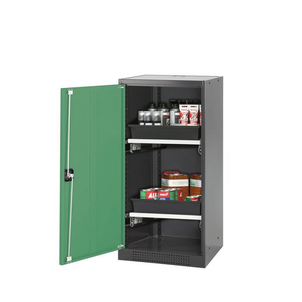 asecos® Chemikalienschrank CS-CLASSIC, mit 2 Tablarauszügen und PP-Wan