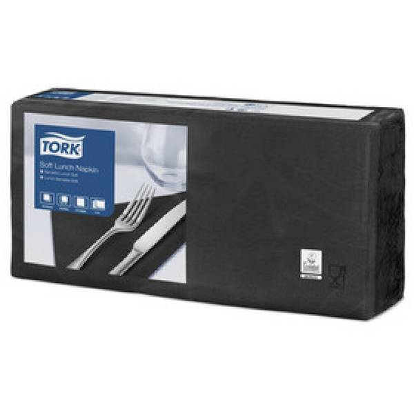 TORK® 477864 Soft Lunchservietten Schwarz,3-lig viertelgef 325451-YY