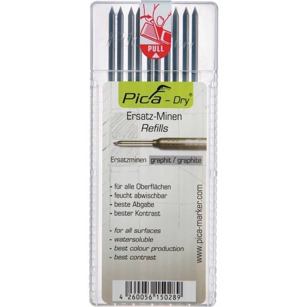 PICA Minenset Pica-Dry, feucht abwischbar, 10x graphit, 10 Minen / Set