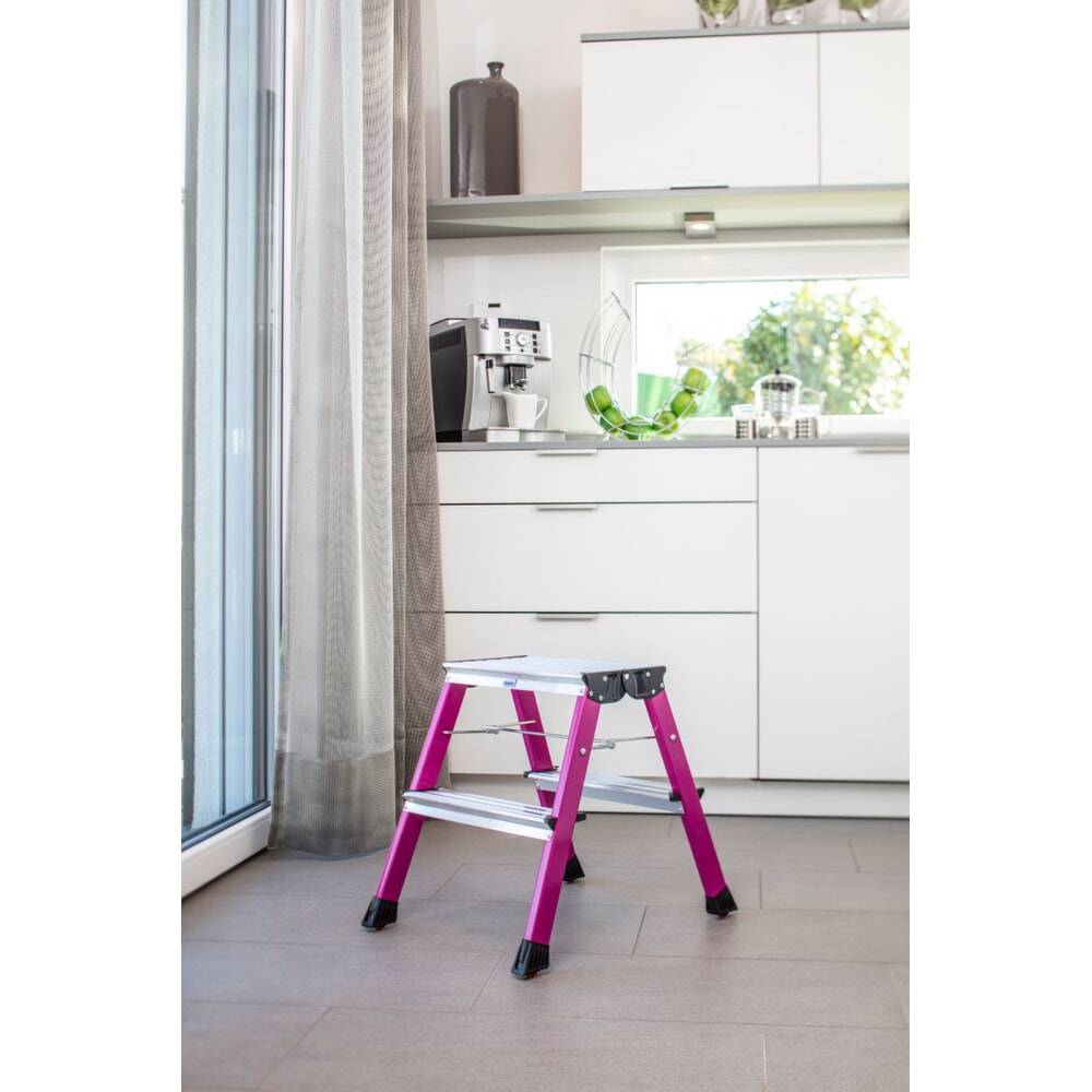 KRAUSE® MONTO Doppel-Klapptritt Rolly 2x2 Stufen Pink-1