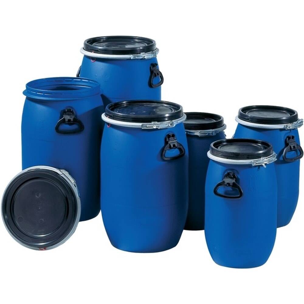 Graf Weithalsfass, 120 l Polyethylen blau, Einfüllöffnung-Ø 400 mm-0
