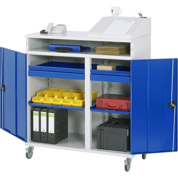RAU mobiles Rollpult, HxBxT 1.185-1.345 x 1.100 x 520 mm, Schubladen 2
