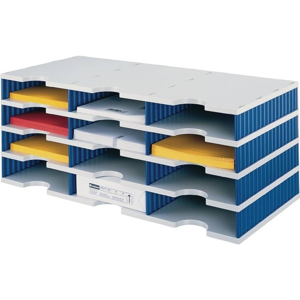 styro Sortierablage Trio, H363xB723xT331mm, 15 Fächer, Polystyrol grau-1