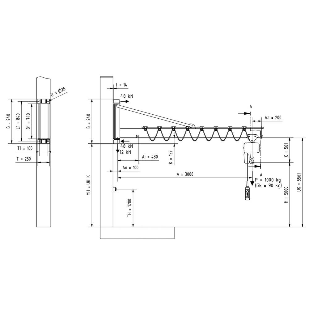 VETTER® Schwenkkran inkl. LIFTKET Elektrokettenzug-1