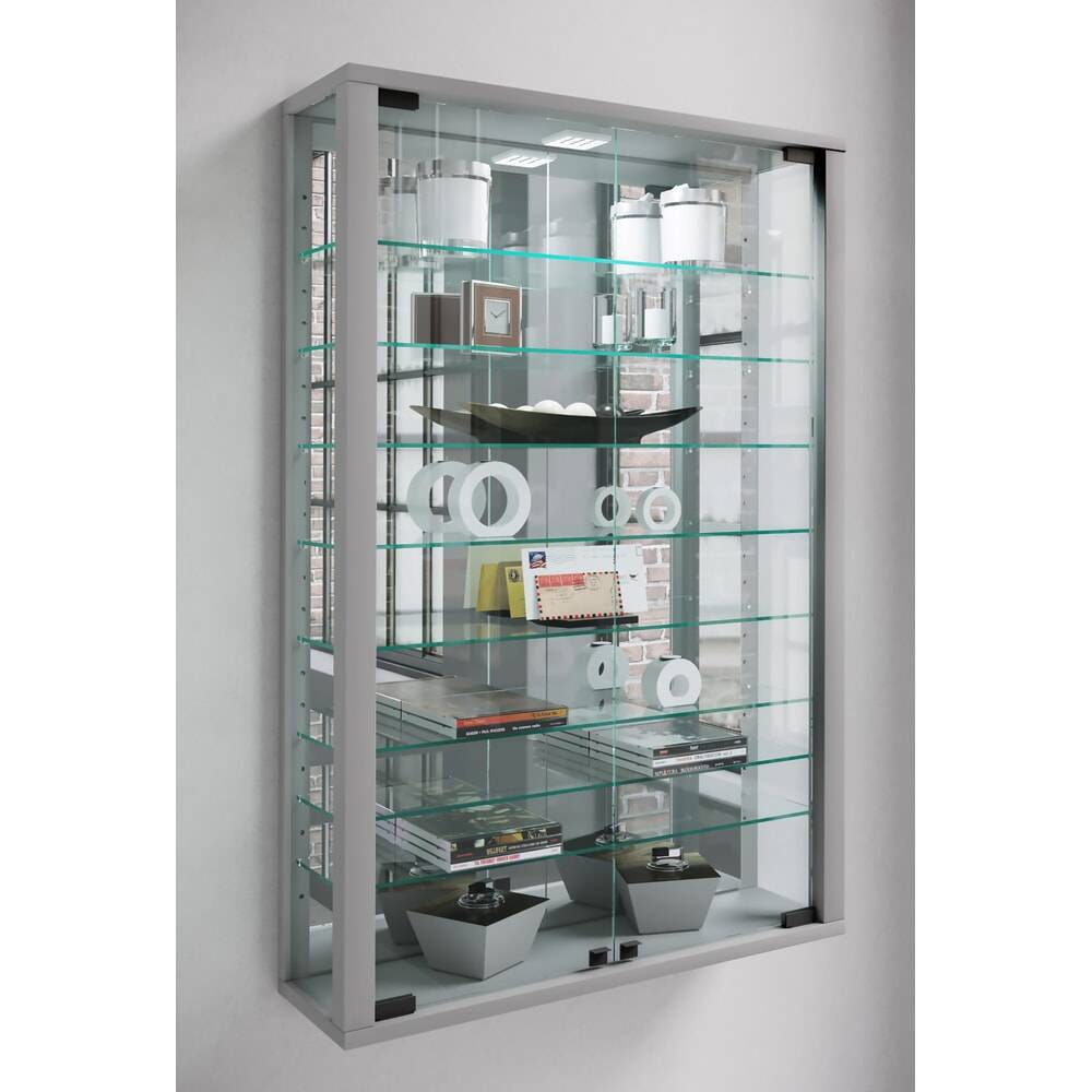 VCM Wandvitrine Vitrosa Mini mit Spiegel, inkl. LED-Beleuchtung, silbe-1