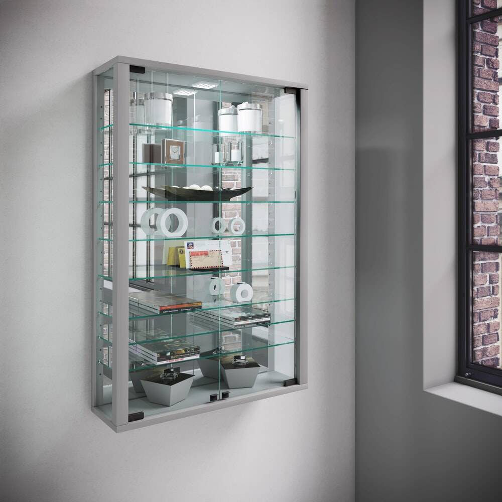 VCM Wandvitrine Vitrosa Mini mit Spiegel, inkl. LED-Beleuchtung, silbe-2