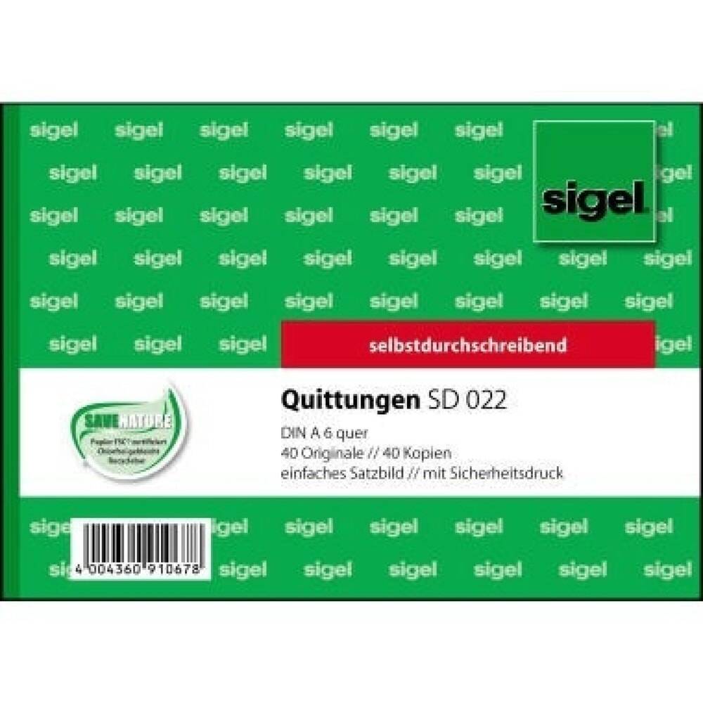 Sigel Quittung SD022 DIN A6 quer selbstdurchschreibend 2x40Blatt-0
