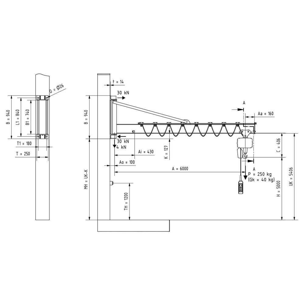 VETTER® Schwenkkran inkl. LIFTKET Elektrokettenzug-4
