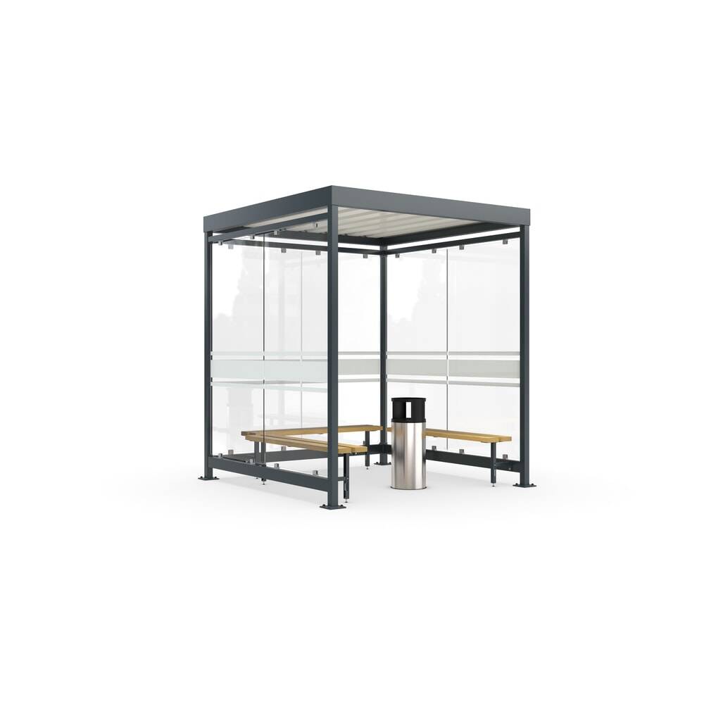 wsm® Raucherunterstand Köln, U-Form, inkl. Bank und Standascher-0