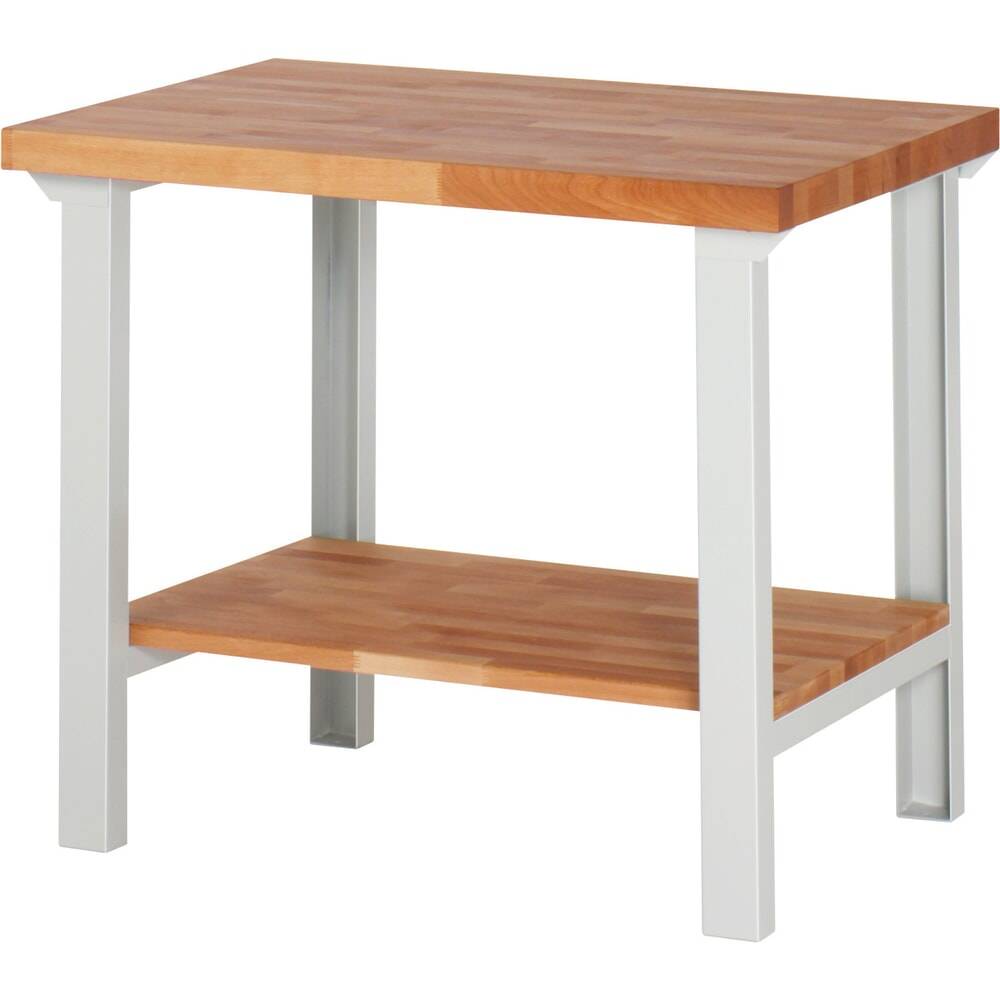 Werkbank mit Ablageboden - Arbeitsplatte Buche - Tragkraft 750 kg - Höhe 840 x 1.000 x 700 mm (HxBxT) - lichtgrau-0