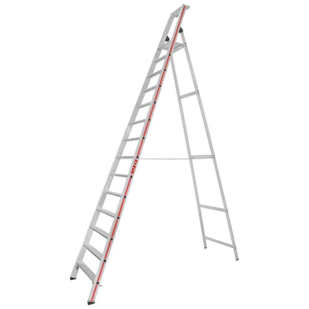Stufen-Stehleiter mit Sicherheitsbrücke, einseitig, Ablageschale und Einhängemög-0