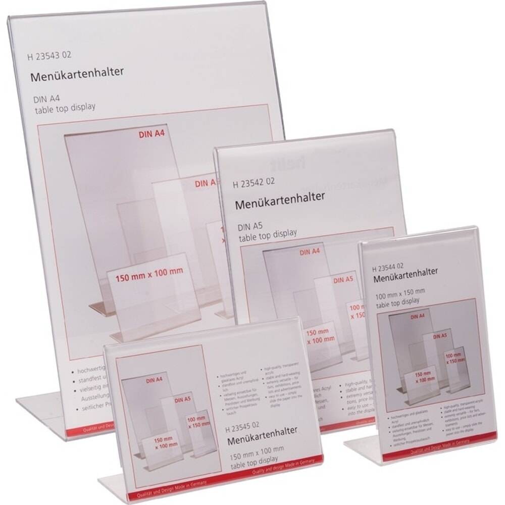 helit Tischaufsteller, Acryl transparent, DIN A4 hoch, freistehend-0