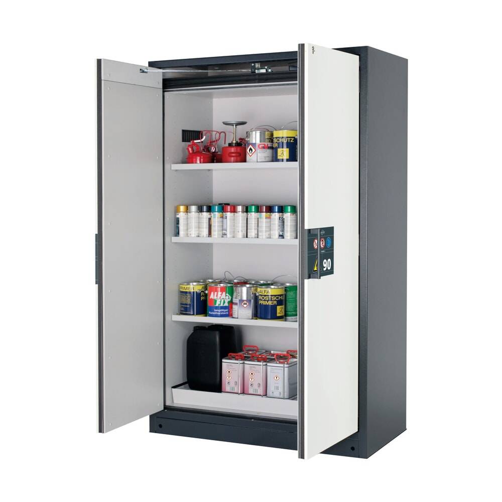 Gefahrstoffschrank - 1.953x1.193x615 mm - 3 Fachböden - Lochblech - Front reinweiß-1