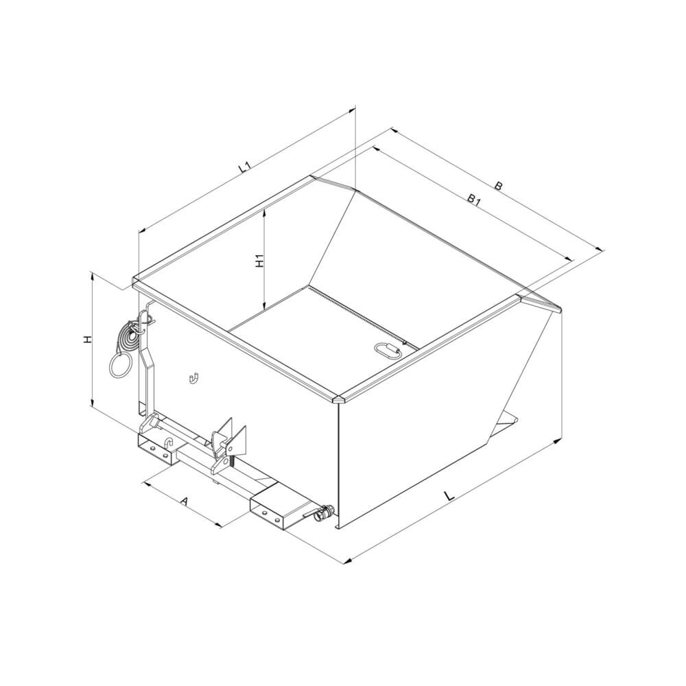 Eichinger® Spänebehälter mit Lochblech-Boden und Ablasshahn, 1500 kg,-2