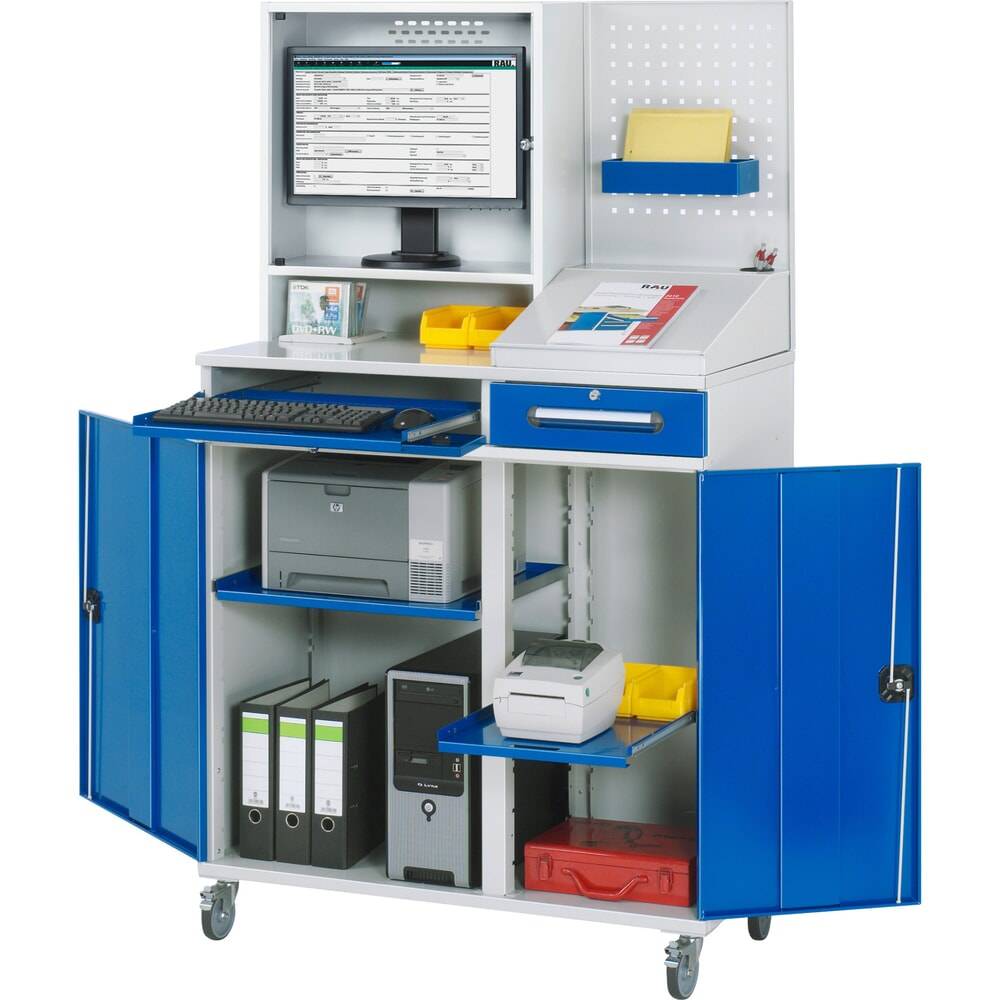 RAU Computer-Arbeitsplatz mit Monitorgehäuse, mobil-0