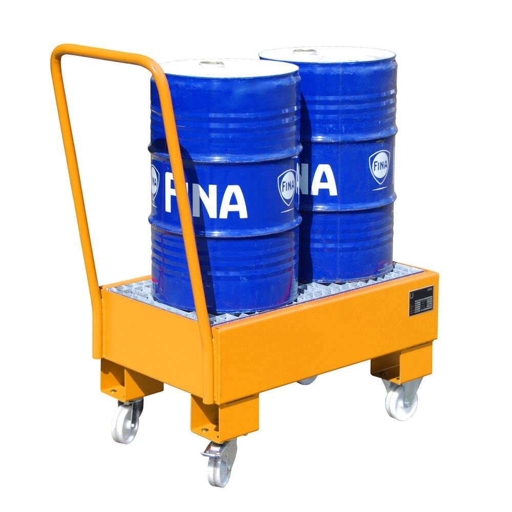 Bauer® Auffangwanne aus Stahl, verfahrbar, 2x 60 l stehend, Auffangvol-0