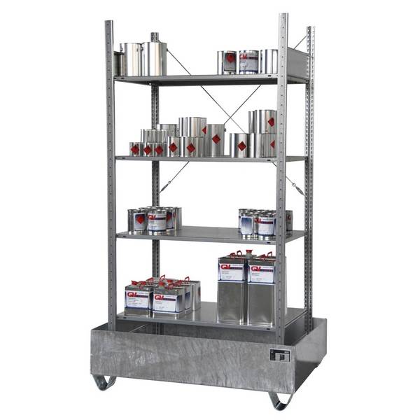 Bauer® Kleingebinderegal mit Auffangwanne 3022-4E, verzinkt