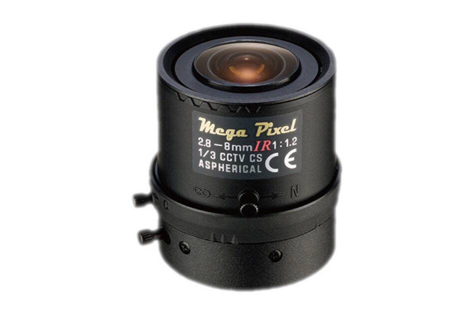 Hanwha Techwin Vision TAMRON-M13VM288IR "F1,2/2,8-8mm Objektiv, 1/3"", Varifokal, 3 Megapixel, IR korrigiert, man.Iris