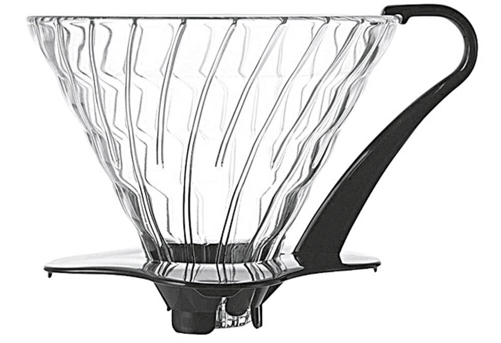 Hario V60 Glass Kaffeefilterhalter, Glas, Schwarz, Size-1
