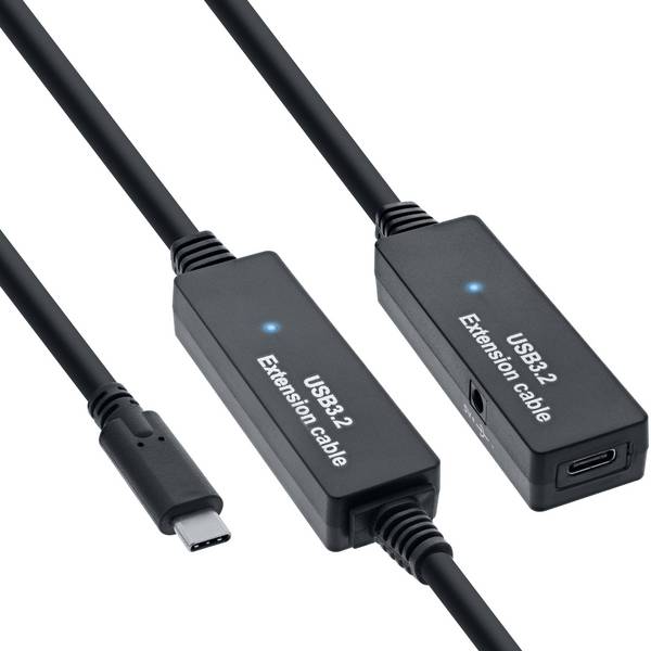 InLine USB 3.2 Gen.1 Aktiv-Verlängerung USB-C Stecker an Buchse 10m Kabel Digital/Daten Verlängerungskabel 10 m
