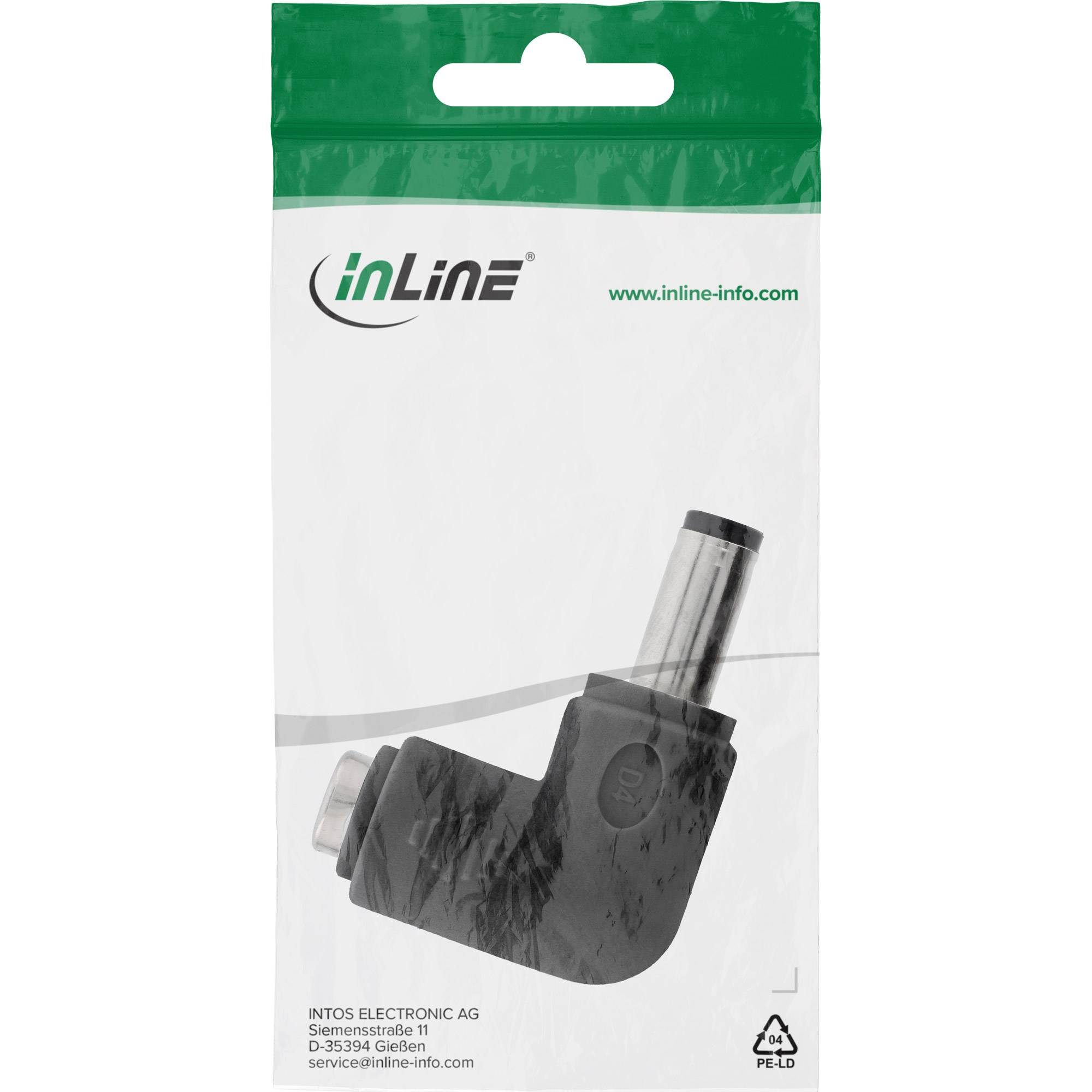 InLine® DC Adapter, 5,5 x 2,5mm DC Hohlstecker Stecker/Buchse gewinkelt schwarz-1