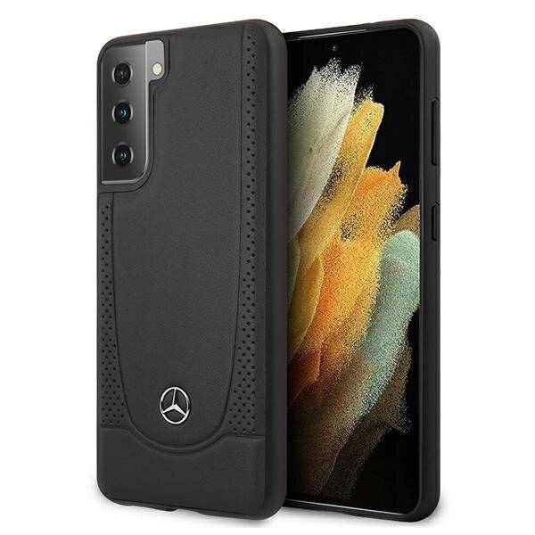 Mercedes-Benz - Perforated Hülle mit Metal Logo - G996F Galaxy S21+ - Schwarz-4